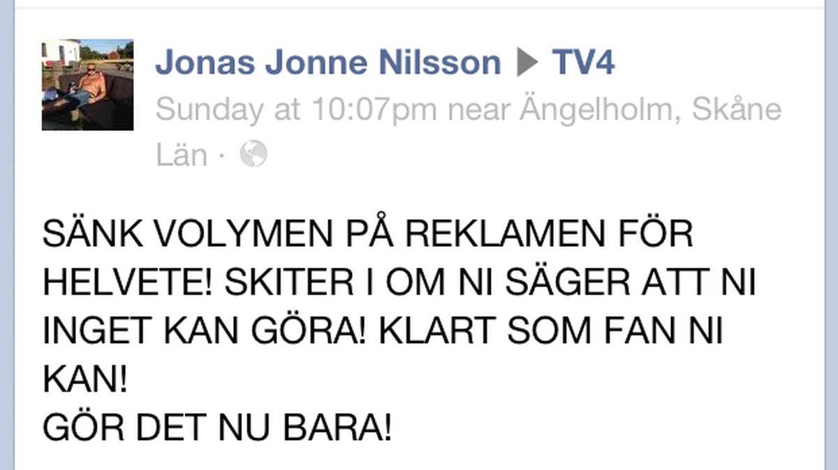 Den arga statusen har fått TV4 att reagera.